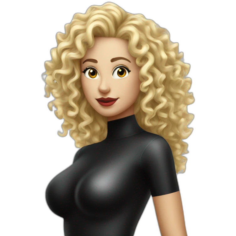 curly-blonde-woman-latex-black-catsuit emoji