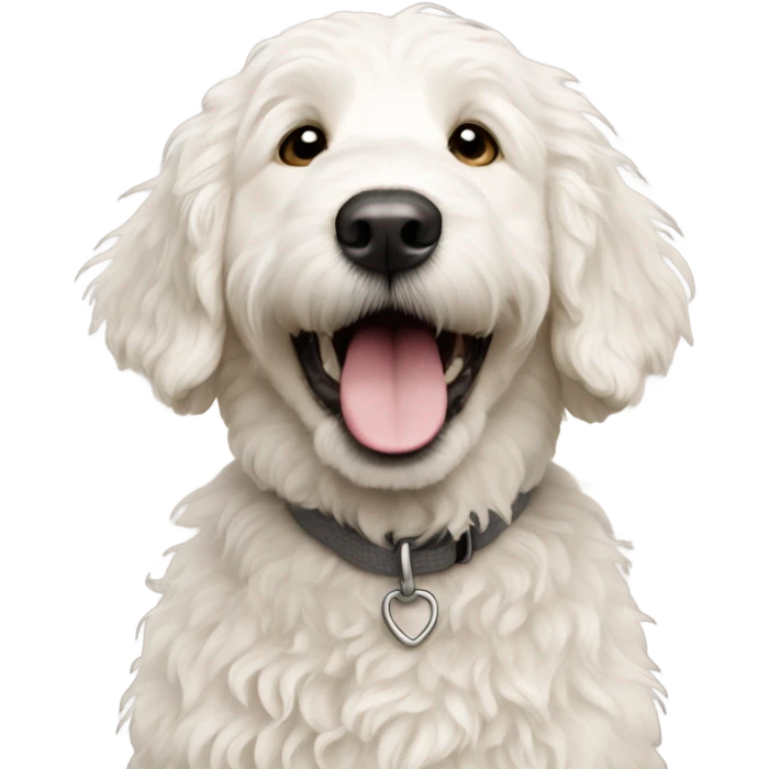 Almost white golden doodle happy emoji