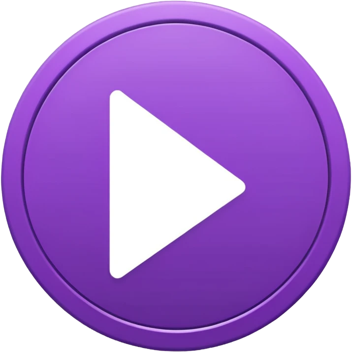 A solid purple circle and a solid white play button no borders emoji