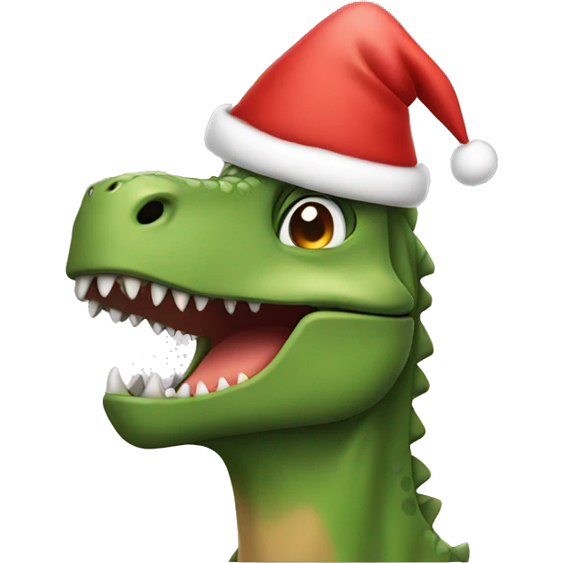 Dinosaur with Christmas hat emoji