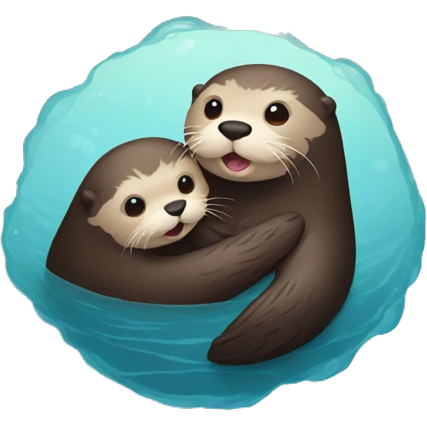 Sea otter mom and baby emoji