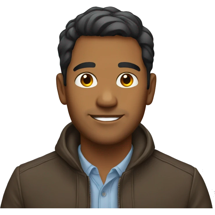 A brown man with short hair is a nice jacket emoji