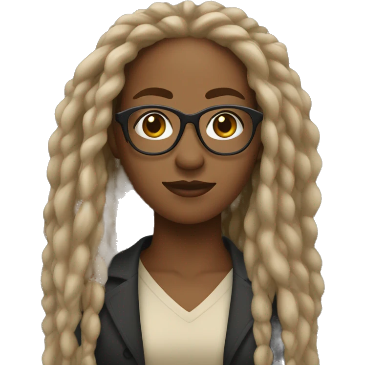 Black woman wearing tan glasses with dreadlocks emoji