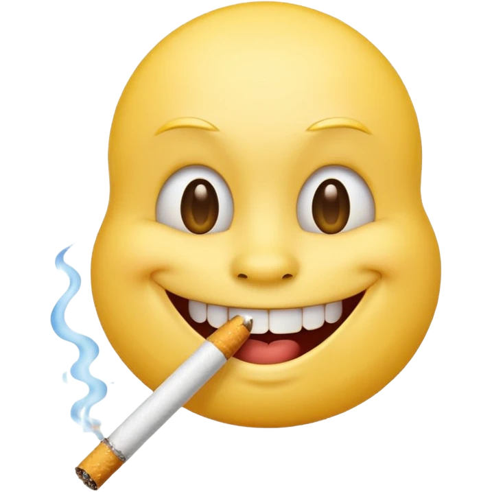 classic yellow grinning emoji with cigarette in mouth emoji
