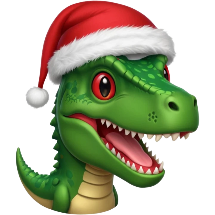 Trex wearing Christmas hat  emoji