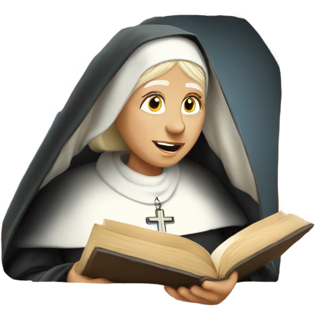 Old blonde nun read the holy scriptures to herself  emoji