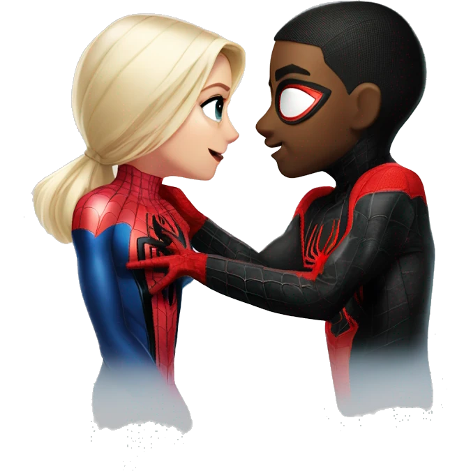 Spider-Man Miles Morales and Gwen Spider facing each other emoji