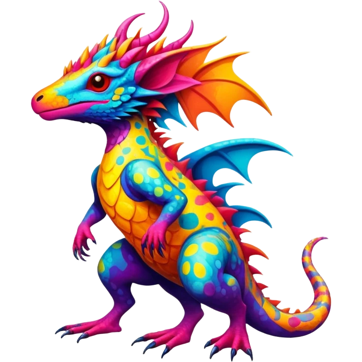 a vibrant colorful edgy vernid-fionbri-creature with splash patterns full body emoji