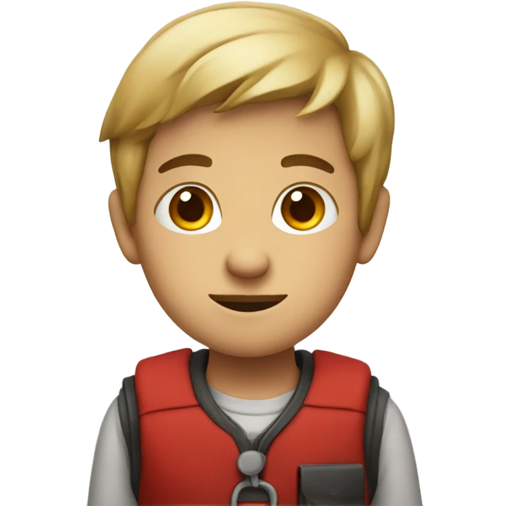 thoughtful boy with red accents emoji