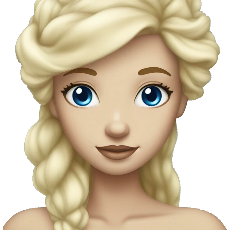 Beautiful, blonde haired, blue eyed, white, mermaid emoji