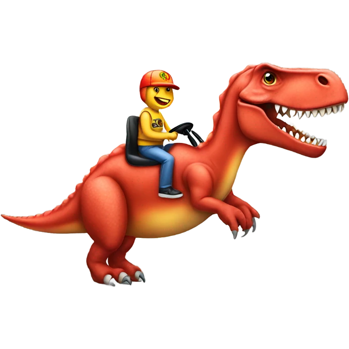 Dinosaur riding Ferrari emoji