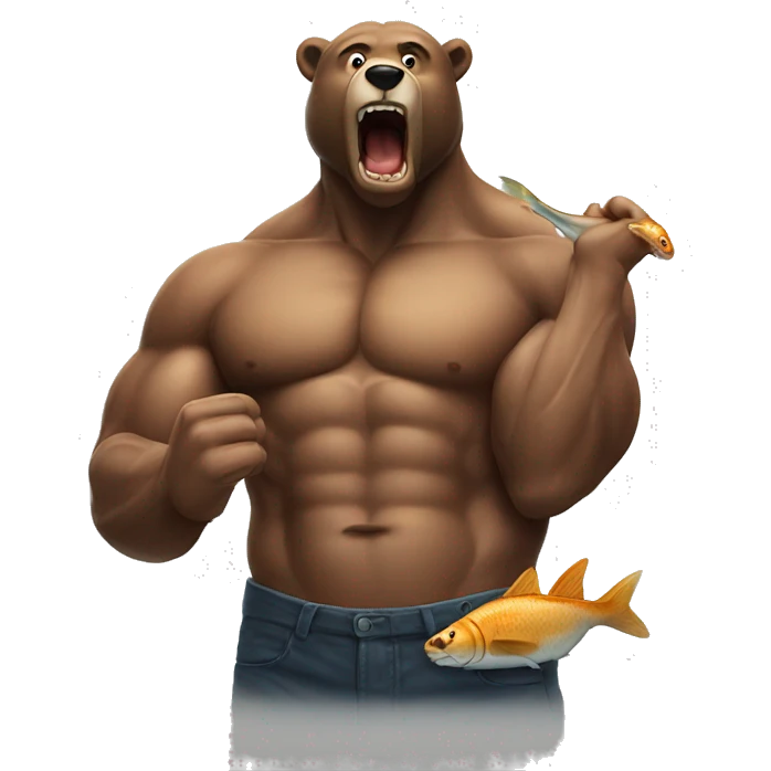 muscular bear man eating a fish emoji
