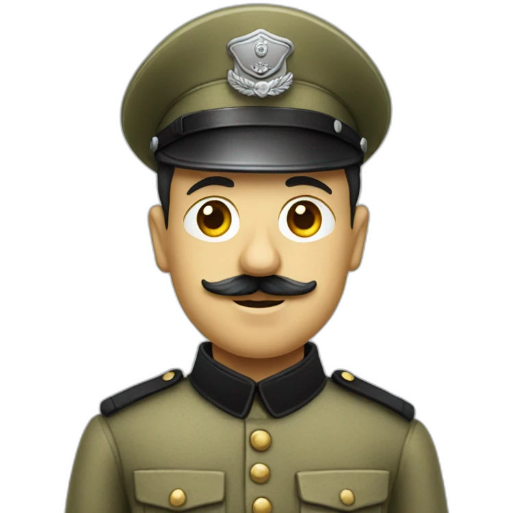 charlie chaplin without his hat and in a soldier's uniform emoji