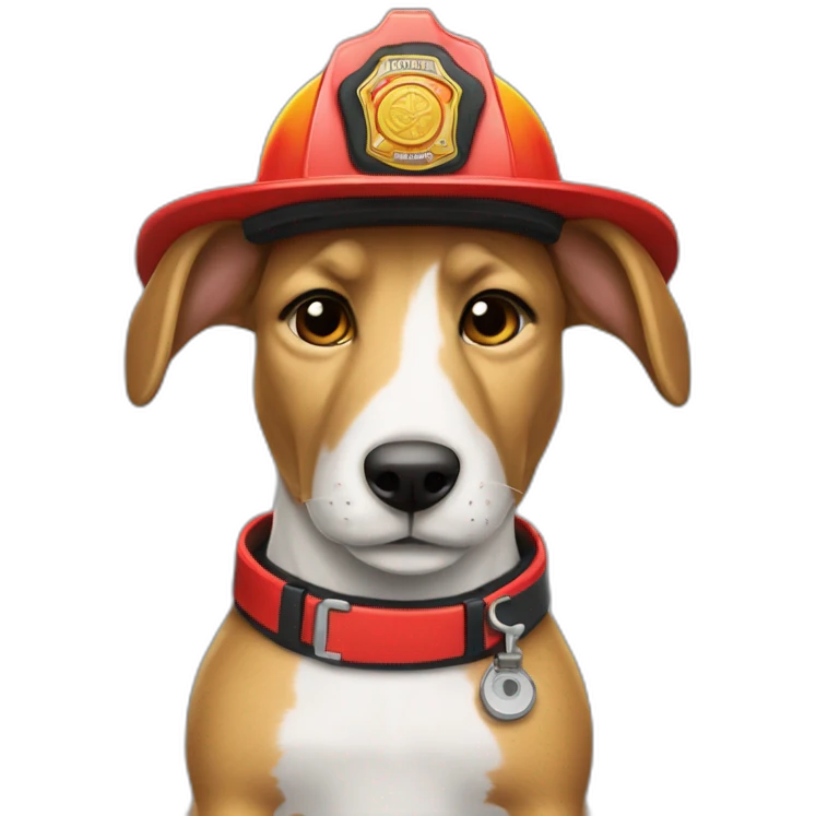 a jackrabbit terrier dog who works as a firefighter and wears a bulletproof vest emoji