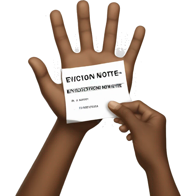 hands holding eviction notice emoji