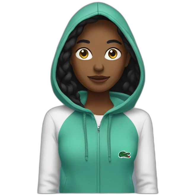 Black ladie using lacoste hoodie emoji