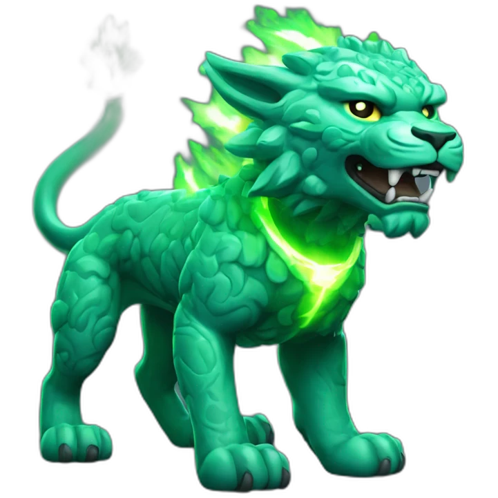 Komainu with electric storm skin and emerald on the body emoji