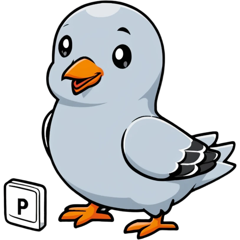 pigeon carefully parking a car in a parking spot emoji