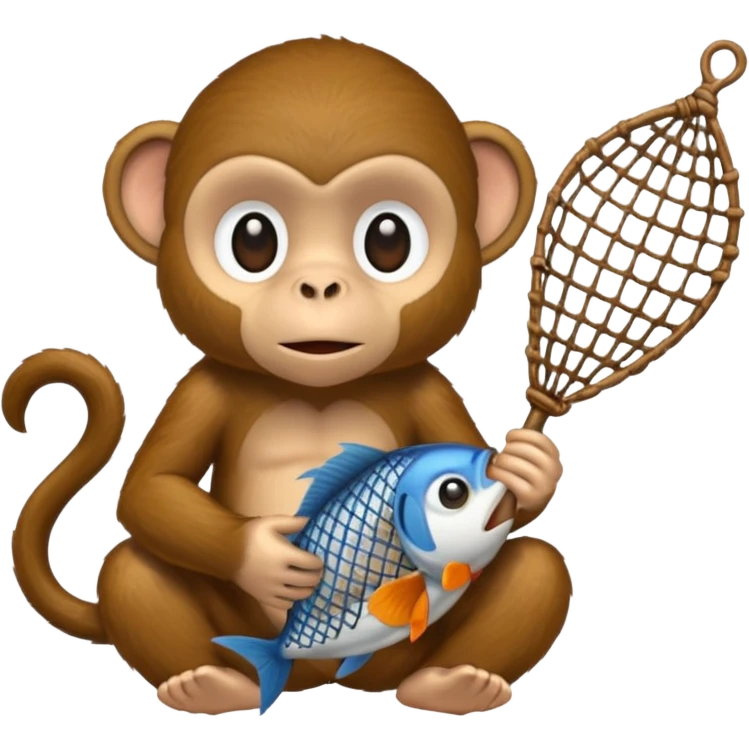 monkey holding fish net emoji