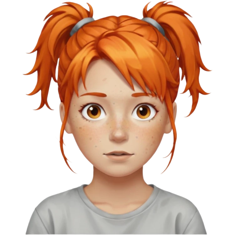 Artist with messy ponytail orange hair emoji