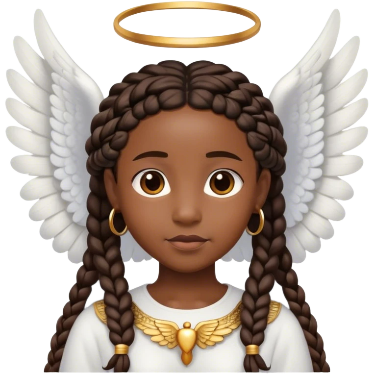 black with African braids and angel wings emoji