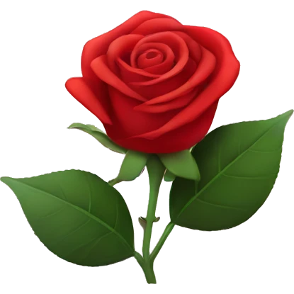 Red rose two leaves emoji