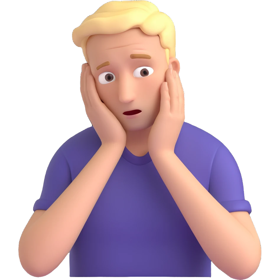 man making a mistake, facepalm gesture, surprised or worried look emoji