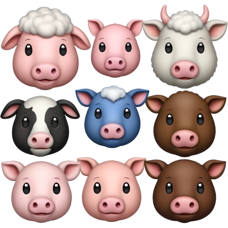 🐑🐷🐄🐃🐂 این پنچ استیکر را ترکیب کن emoji