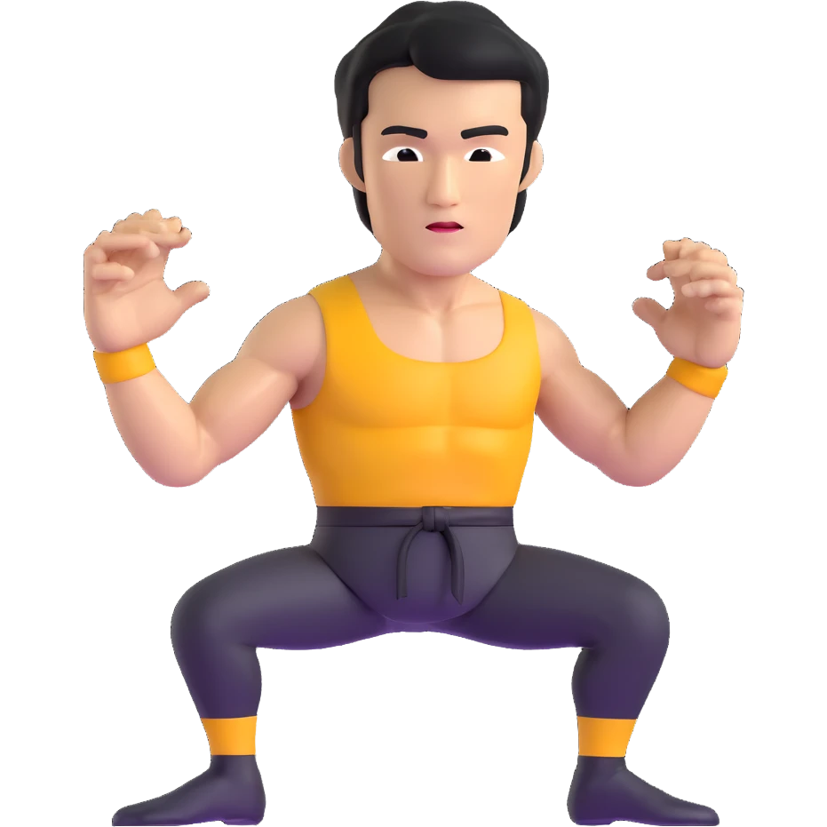 Bruce Lee kung fu master with athletic build, upper body emoji