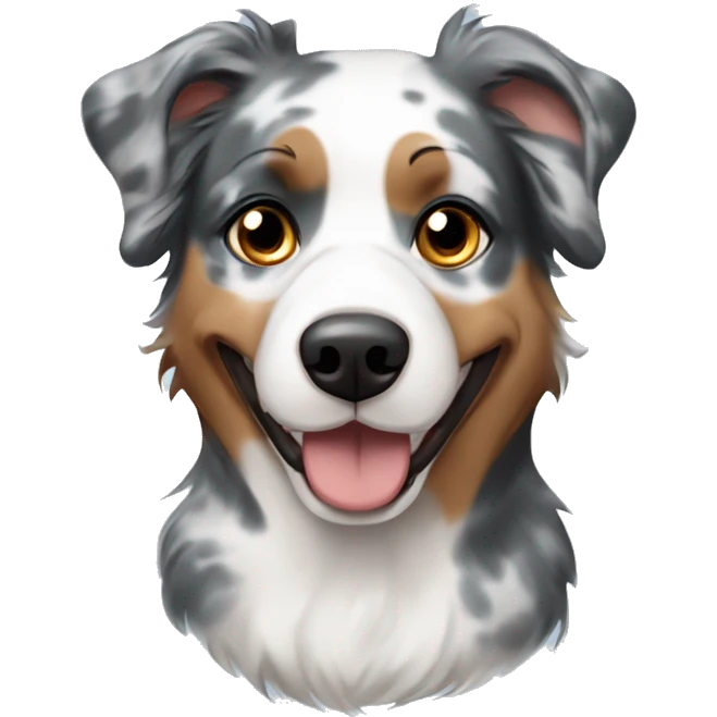 Bald man with blue Merle Australian shepherd emoji