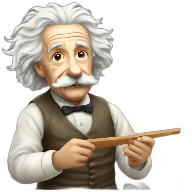 Einstein haciendo una peineta emoji