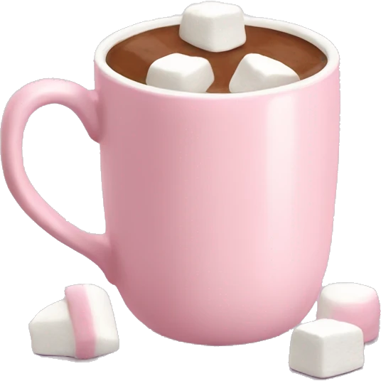 Light Pink mug of hot chocolate with marshmallows  emoji