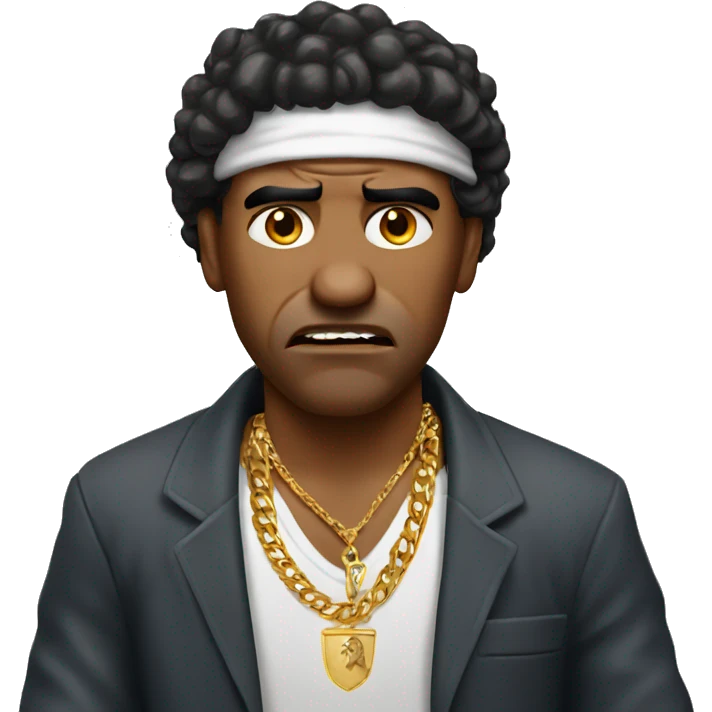 angry cuban man wearing  gold jewlery emoji