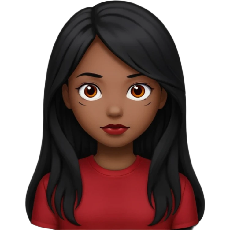 long hair devil gir red facel with shirt emoji