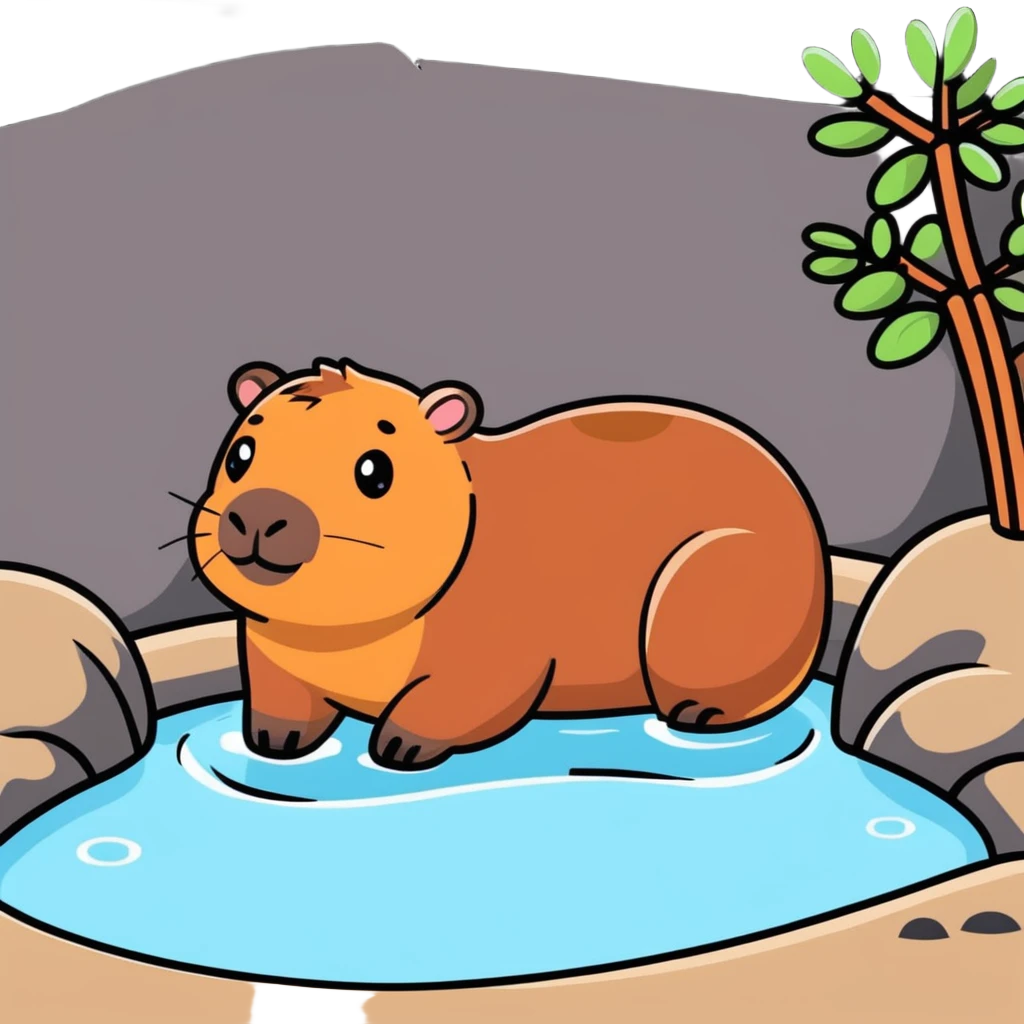 capybara relaxing in hot spring emoji