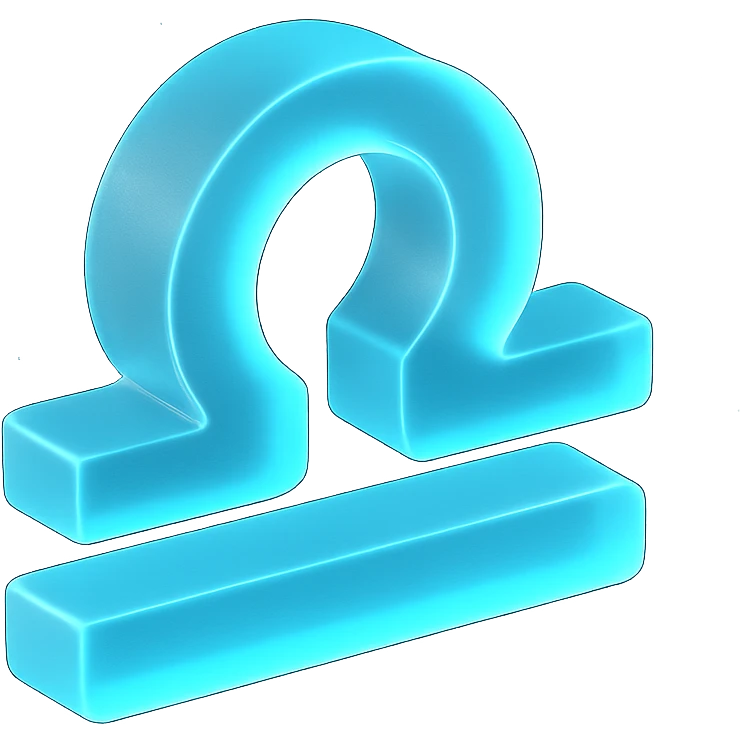 "A minimalistic glowing zodiac symbol ♎, centered on a dark cosmic background, symbol color #00d9ff, clean design, modern and luminous" emoji