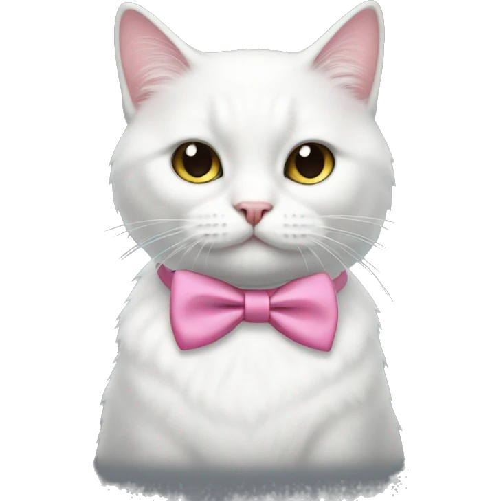 Make a white cat and add a pink bow tie  emoji