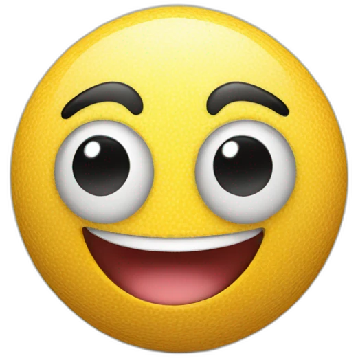 3d sphere with a cartoon smiling skin texture with big childish eyes emoji