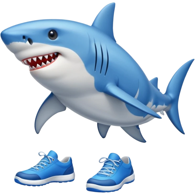 Shark with legs wearing blue shoes emoji