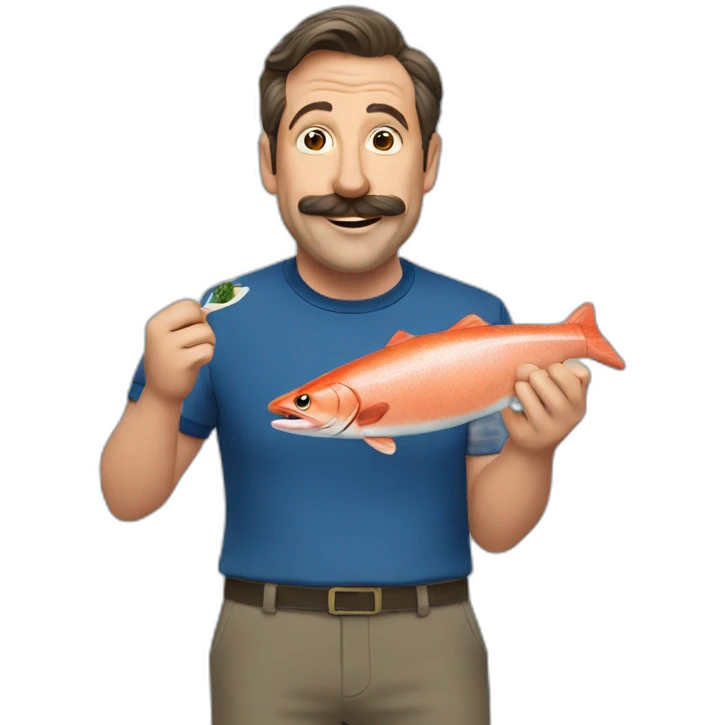 Ted lasso eating salmon emoji