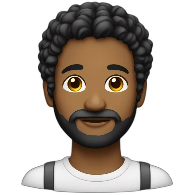 joven con barba cabello oscuro ondulado y aretes emoji