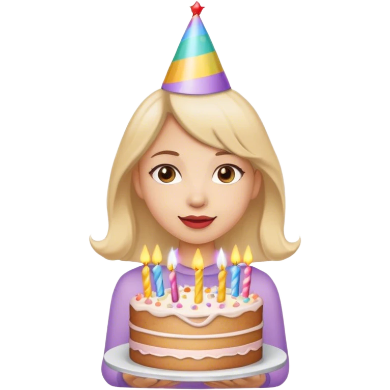 girl with birthday cake and hat emoji
