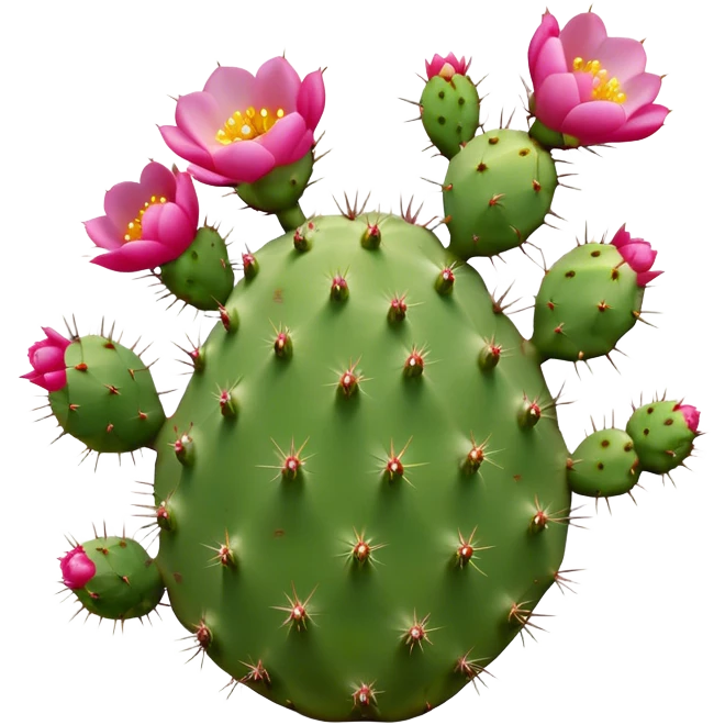 Prickly pear cactus with flowers, isolated emoji