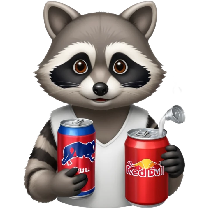 Raccoon drinking red bull emoji