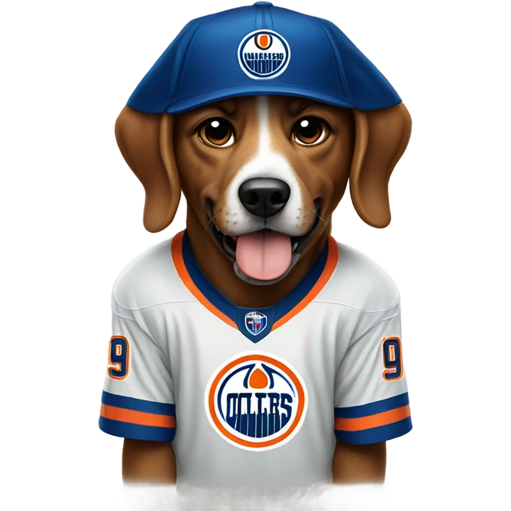 Dog wearing oilers jersey emoji