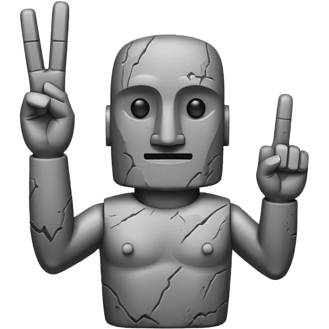 Moai making a peace sign emoji