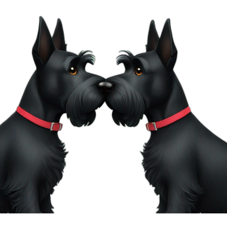 Two black Scottish terrier kissing emoji