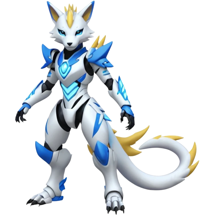 Modern White Albino Cyber Renamon-Zeraora full body emoji