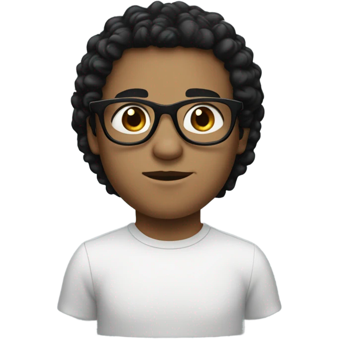 White kid with black hair, medium size nose wearing black glasses emoji