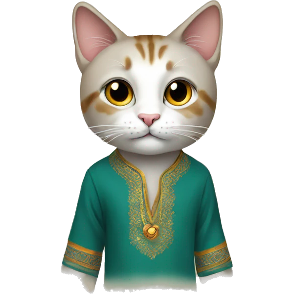Cat wearing A KURTA PAIJMA  emoji